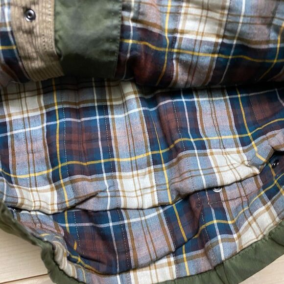 VINTAGE Viyella Jacket 42 Olive Green Wax Coat Empire Collection England Made - Picture 10 of 16